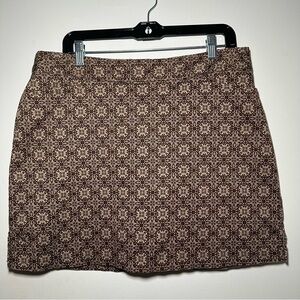 Lady Hagen Brown Geometric Print Skirt Size 12 | Retro Style Mod Mini